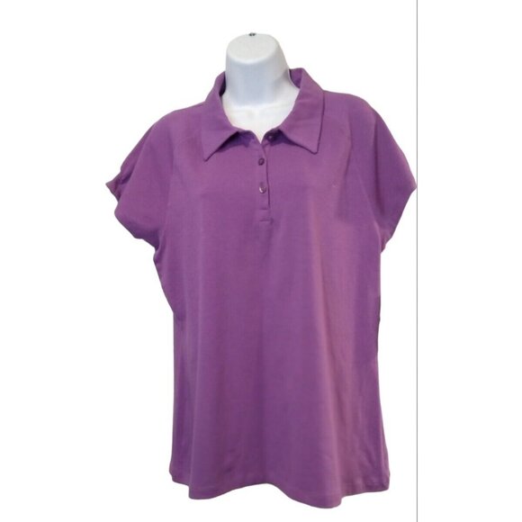 Danskin Womens XXL Purple Knit Golf Polo Blouse Top - Picture 7 of 9